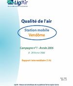 Qualité de l'air sur Vendôme par station mobile, campagne 1, année 2006