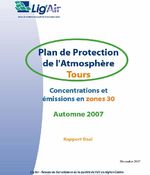 PPA de Tours, concentrations et émissions en zone 30, automne 2007