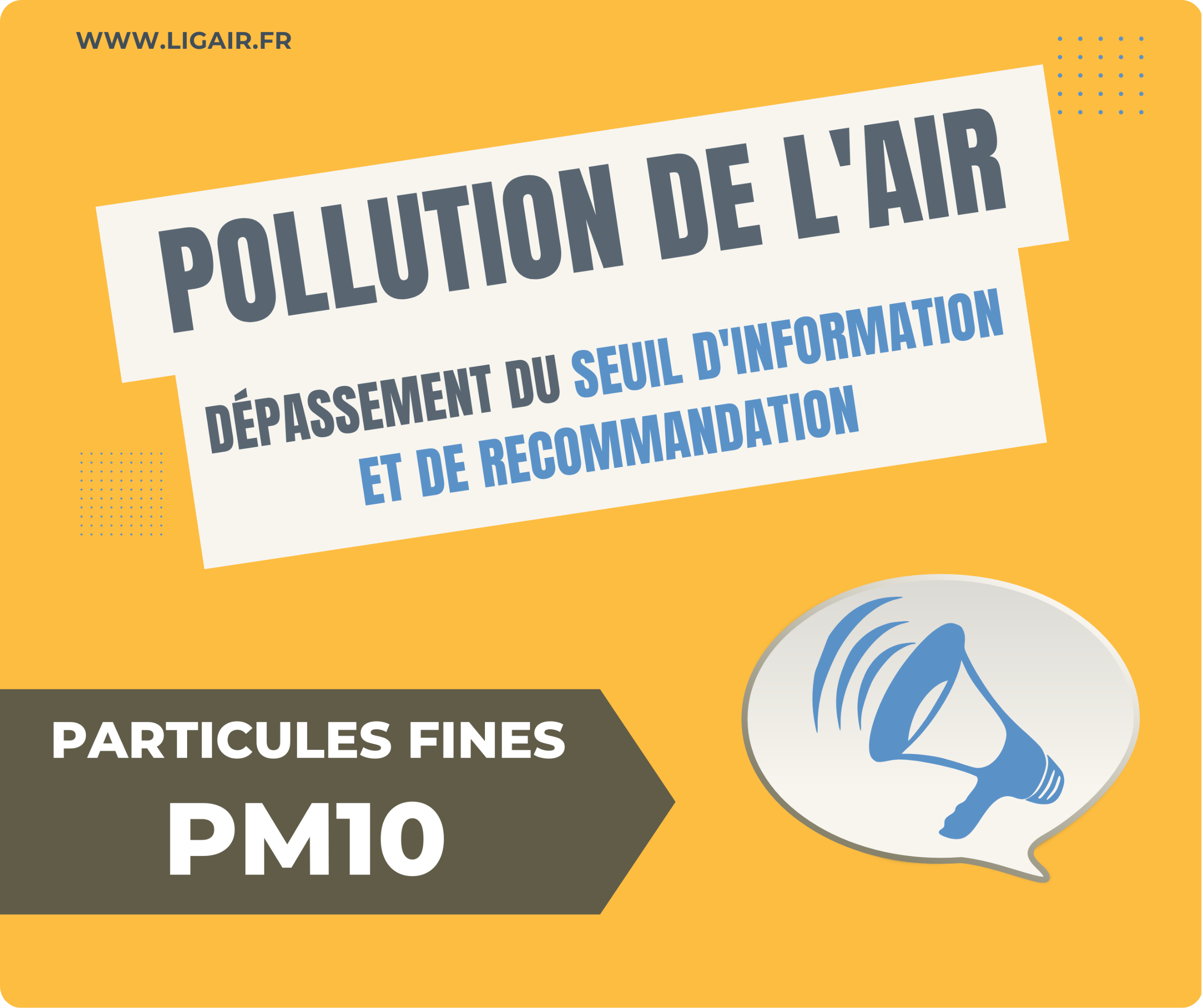 Dépassement du seuil d'information et de recommandations pour les PM10